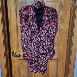 SHEIN Black and Red Floral Dress